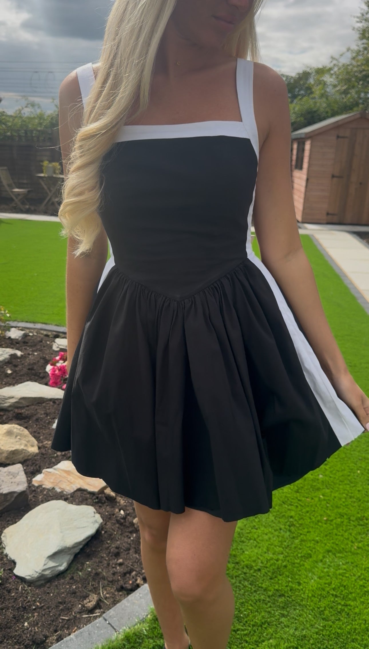 'Alice' Bow Mini Dress - Black